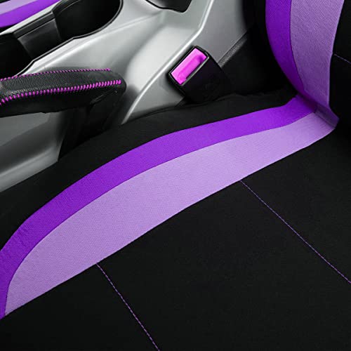 Flying Banner Car Seat Covers Front Seats Rear Bench Polyester car seat Protectors Easy installations Rear Bench Split Classic Man Lady Truck - color: Black Purple & Light Purple