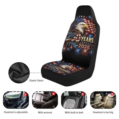 American 250th Anniversary Patriotic Car Seat Covers Front Seats Only Eagle Patriotic Automotive Vehicle Seat Covers Cars Interior for Cars, Sedans, Trucks, SUV - color: Eagle Usa Flag 250th