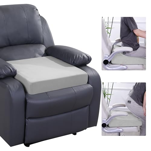 HOMBYS Wedge Recliner Seat Cushion for Long Sitting Chair, Cushion for Elderly Esay to Get Up,5" Thick 20"x20" Large Pressure Relief Seat Cushion for Recliner, Office, Car, Velvet & Foam,Light Grey - color: Light Grey