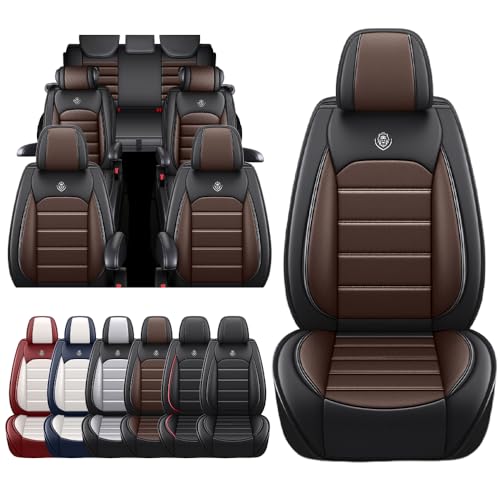 Car Seat Cover for Ascent Seat Covers for Cars 2004-2026,Leather Waterproof Car Seat Covers Full Set,All Weather Tech Car Seat Protector,7 Seats Black Coffee