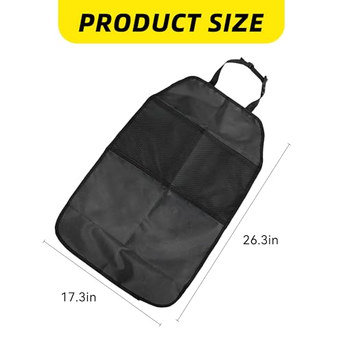 2 PCS Kick Mat Back Seat Protector, Waterproof Car Backseat Protective Kick Mat with 2 Mesh Pockets, Large Vehicle Seat Back Kick Mat Organizer for Kids, Car Accessories (2PCS)