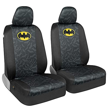 BDK Batman Car Seat Covers for Front Seats with Matching Seat Belt Pads - Officially Licensed Warner Brothers Superhero Auto Accessories Bundle, Made for Car Truck Van and SUV - size: 2 Front, style: Batman