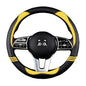Iwantit® Steering Wheel Covers with Leather and Anti-Slip Rubber Ring, Universal Fit 14.5-15 inches for Cars,SUV (Yellow/Black)