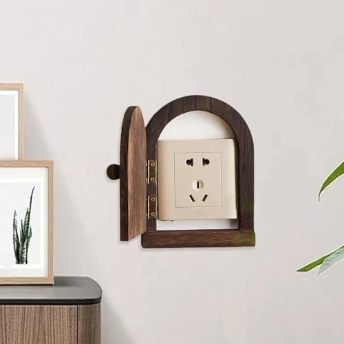 Wood Door Outlet Cover Light Switch Cover Plate Frame, Dustproof, Receptacle Plate Protector, Dark Brown