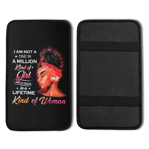 Afro Women Vehicle Center Console Armrest Cover Pad,Black Kind Girl Car Accessories Middle Console Cushion Pad,Auto Arm Rest Mat Decor African American Women Gifts for Most Vehicle SUV Truck - color: Kind Girl