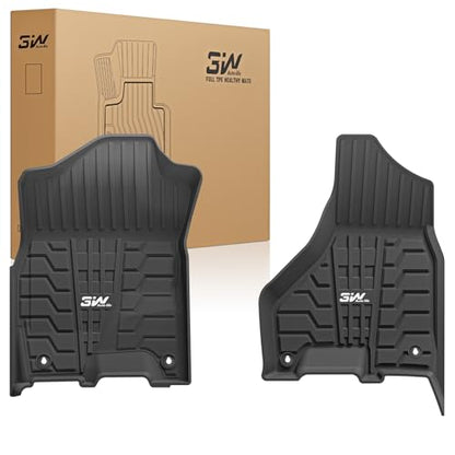 3W Floor Mats for 2019-2025 2026 Dodge Ram 2500/3500 Crew Cab, All Weather TPE Custom Fit Dodge Ram 2500/3500 Floor Liners 1st Row (for Carpet Floor), Front Row,2-pc Black - size: 3.Ram 2500 2019-2026 Front Floor Mats