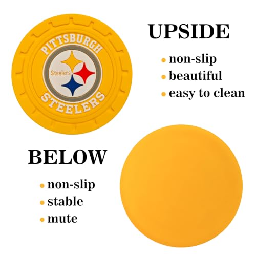 2Pcs Car Cup of Team Coasters,2.75 inches Interior Accessories Silicone Anti Slip Mat Drink Coaster for Car Truck SUV. (GR)