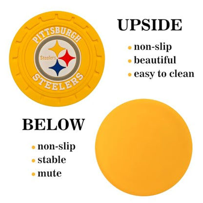 2Pcs Car Cup of Team Coasters,2.75 inches Interior Accessories Silicone Anti Slip Mat Drink Coaster for Car Truck SUV. (GR)