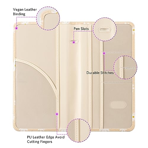 CoBak Car Registration and Insurance Holder - Vehicle Glove Box Car Organizer,Auto Truck Comparment Accessories Case with Magnetic Closure for Essential Document,Driver License,Cards - color: L-White Chrysanthemum