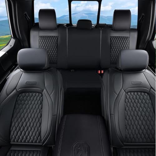 Coverado Custom Fit Seat Covers Full Set for Chevy Silverado/GMC Sierra 2007-2013&2019-2025 1500, 2020-2025 2500HD 3500HD Crew/Double/Extended Cab – Faux Waterproof Leather (Black) - color: Black, size: FullSet(2007-2013&2019-2025)