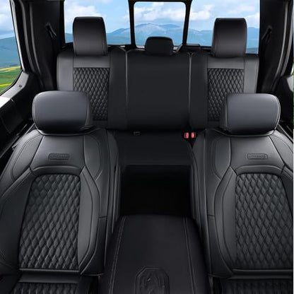 Coverado Custom Fit Seat Covers Full Set for Chevy Silverado/GMC Sierra 2007-2013&2019-2025 1500, 2020-2025 2500HD 3500HD Crew/Double/Extended Cab – Faux Waterproof Leather (Black) - color: Black, size: FullSet(2007-2013&2019-2025)