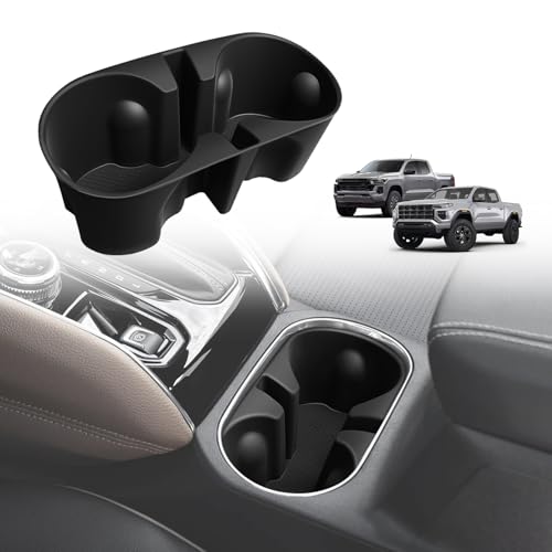 Muslogy Center Console Cup Holder Inserts Compatible with 2023-2026 Chevy Colorado & GMC Canyon Accessories Front Console Drink Holder Silicone Organizer Non-Slip Upgraded Snug Fit - size: 2023-2025 Colorado & Canyon
