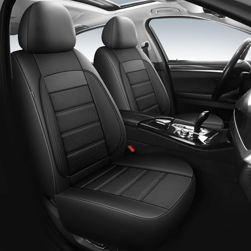 HChengkikz Seat Covers, Car Seat Covers Front Seats, Leather 3D Foam Back Support Car Seat Cover, Air Mesh Automotive Seat Covers, Airbag Compatible, Universal Fit Most Cars, Vans, Trucks, SUVs (2PCS) - color: N6 Black, size: Front Seat
