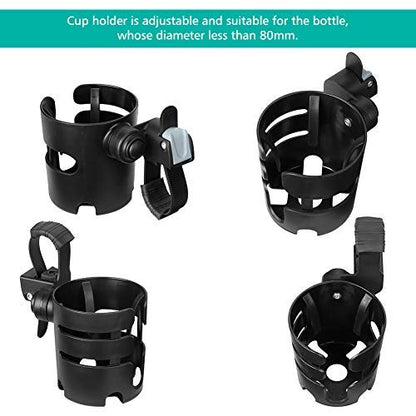 Accmor Stroller Cup Holder with Adjustable Strap, 360 Degree Rotatable Universal Cup Holder for Uppababy, Nuna, Doona Stroller, Drinks Holder for Wheelchair, Walker, Rollator
