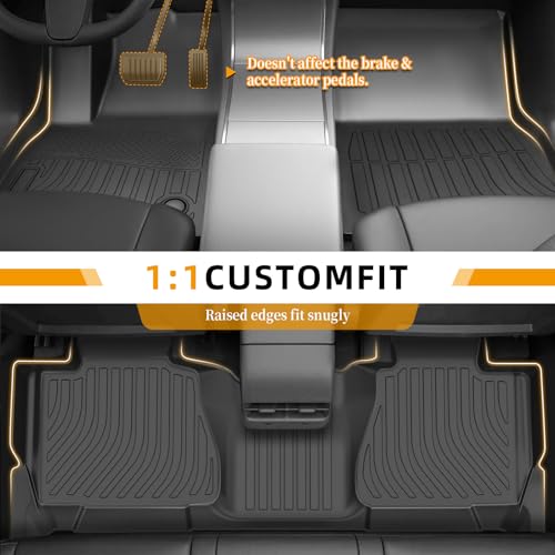 Floor Mats for Chevy Tahoe 2007 2008 2009 2010 2011 2012-2014 & GMC Yukon Bench (NOT fit XL or Hybrid), for Chevrolet Tahoe Floor Mats 1st & 2nd Row & Cargo Liner, 8 Seats, TPE Summer Winter - style: 4)2007-2014|Tahoe 8 Seats|Floor&Cargo Mats