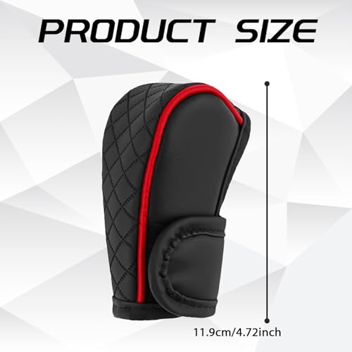 Leather Car Gear Shift Knob Cover, Exquisite Embroidery Design, Durable Anti-Slip Shifter Lever Protector, Universal Shift Knob Decoration Accessories for Most Car, SUV, Truck(Black & Red) - color: Black&Red