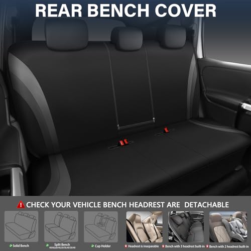 CAR PASS EVA Waterproof Car Seat Covers Full Set,Black Gray Seat Covers for Cars,Airbag Compatible,Universal Fit Sedans,Vans,SUVs,Trucks (Black and Gray) - color: black gray full set eva waterproof, size: full set