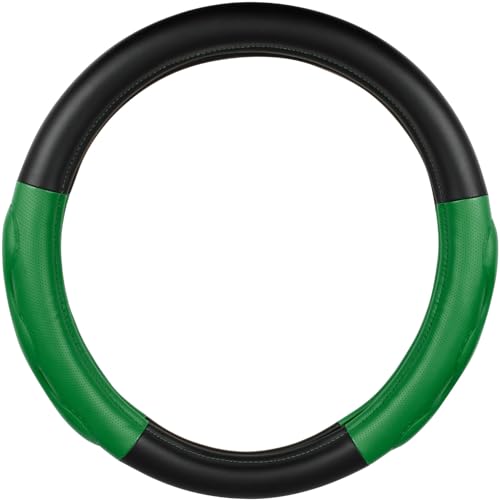 GG Grand General 54080 18 inches Deluxe Plus Steering Wheel Cover Full Black with Green Comfort Pad