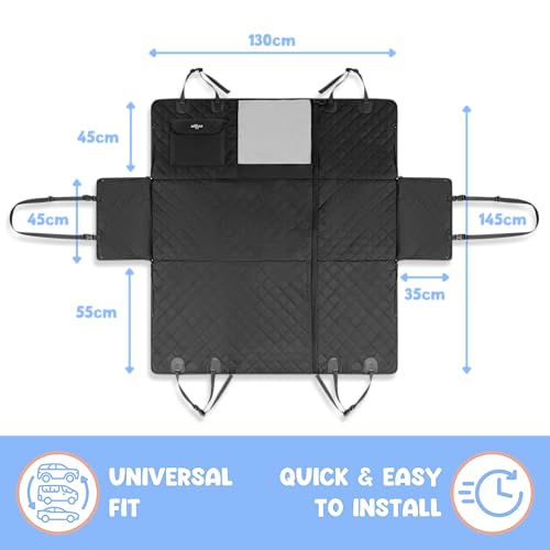 Dog Car Seat Cover for Back Seat, 4-in-1 Dog Hammock for Car, Waterproof 600D Pet Seat Cover Backseat Protector with Mesh Window, Nonslip Dog Back Seat Cover for Cars, SUVs & Trucks