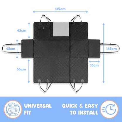 Dog Car Seat Cover for Back Seat, 4-in-1 Dog Hammock for Car, Waterproof 600D Pet Seat Cover Backseat Protector with Mesh Window, Nonslip Dog Back Seat Cover for Cars, SUVs & Trucks