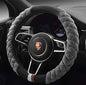 HAOKAY Luxury Fluffy Steering Wheel Cover for Men Women,Soft Warm Short Plush Steering Wheel Cover Gray Fuzzy with Universal 14.5-15 Inch - color: GREY