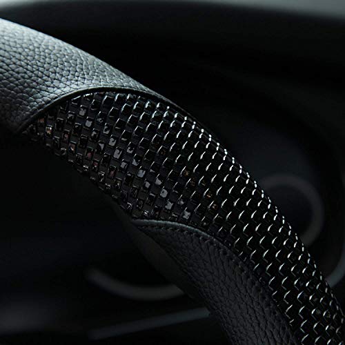 Valleycomfy Steering Wheel Cover with Microfiber Leather for Car Truck SUV 15 inch (Black) - color: Z-Black, size: Medium(Standard) Size[14.5"-15"]