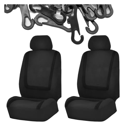 YoRise 2PCS Car Front Seat Cover, Polyester Breathable Automotive Seat Protector, Comfortable Easy to Install Vehicle Seats Cover for Car, Truck, SUV (Black) - color: Black