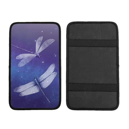 Universal Car Center Console Cushion Pad, Dragonfly Blue Night Sky Soft Waterproof Car Center Console Cover Auto Armrest Seat Box Cover Protector for Most Vehicle SUV Truck Car - color: Dragonfly Blue Night Sky