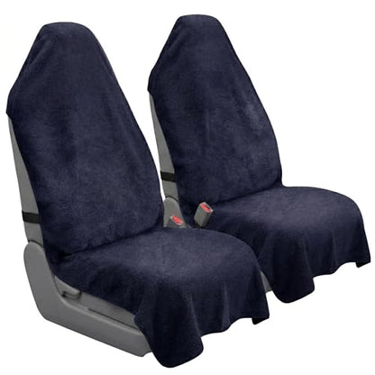 Car Seat Towel Cover, 2pcs Universal Front Seat Protector for Cars, SUVs and Trucks, Sweat Towel Car Seat Cover for Gym, Yoga, Swimming, Pets and Family Travel, Navy - color: Black