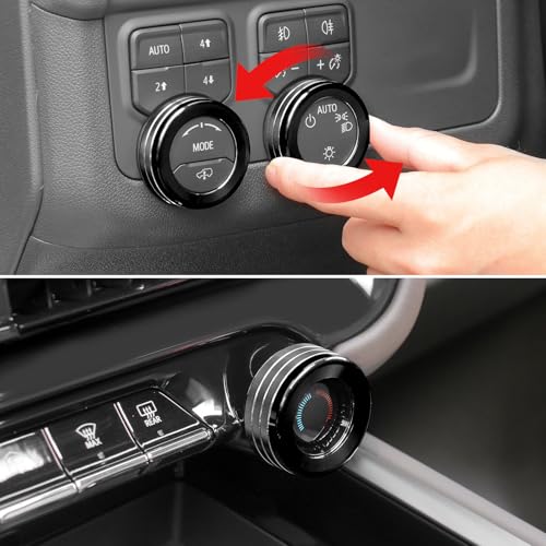 RT-TCZ Center Console Switch Knob Button Cover AC Radio Switch Knob Cover Trim Interior Accessories for Chevrolet Chevy Tahoe 2024 2025,7PCS (Black) - color: Black