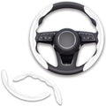 2pcs Universal Fit Carbon Fiber Steering Wheel Cover, Anti-Skid Steering Wheel Cover/Segmented Steering Wheel Protector/Car Interior Accessories (White) - color: White