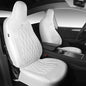 CAR PASS Nappa Leather High Back Front Seat Covers, Tesla Model 3 Model Y Breathable Faux Leather Front Bucket Seat Covers, Anti-Slip Airbag Compatible Universal Fit for Sedan SUV Van Truck, White - color: White High Back, size: Two Front