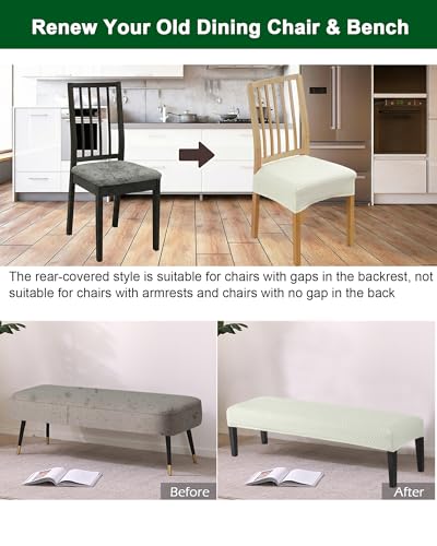CRFATOP Jacquard Dining Room Chairs Seat Covers Set of 4 with Soft Bench Chair Cover Stretch Kitchen Chair Slipcover Washable Seat Cushion Slipcover Protector for Hotel Ceremony Banquet Wedding,B19 - color: Jacquard B19
