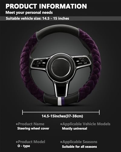 Cxtiy Universal Car Steering Wheel Cover Fluffy Soft Winter Plush Steering Wheel Cover (A-Purple) - color: A-purple