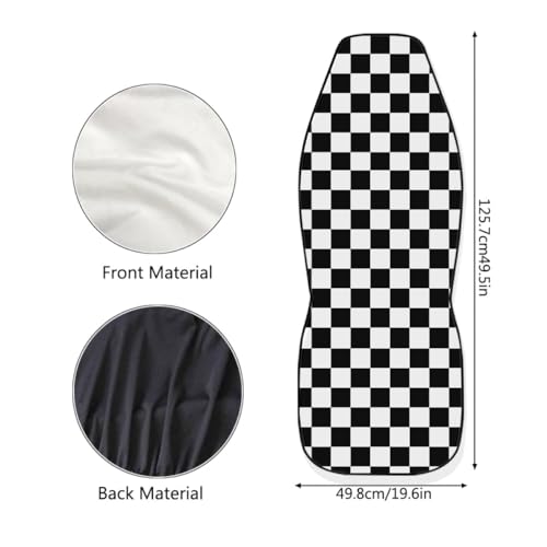 Pehede Car Seat Cover Black and White Chess Pattern Front for Cars, Easy to Install Cover Set, Accessories Auto Trucks Van SUV,2 Packs - color: Multi02
