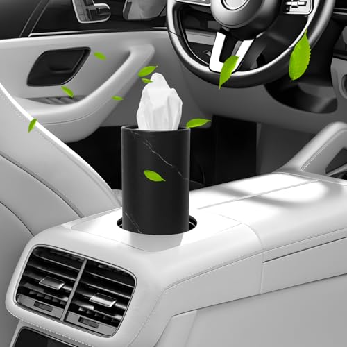 4 PCS Car Tissue Holder, Refillable Auto Cup Holder Napkin Tube Container with Facial Tissues, Portable Tissue Cylinder Box Paper Towel Organizer for Vehicle Office Home (Black) - color: Black