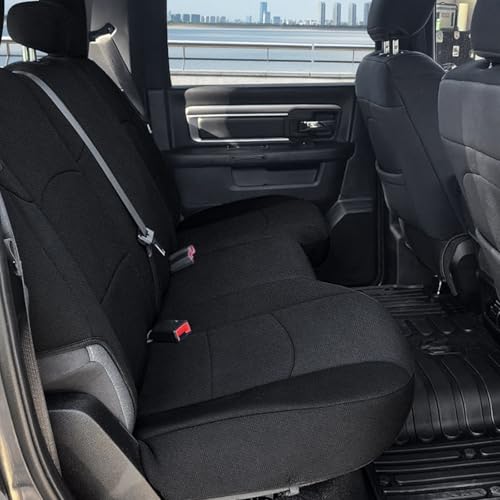 SAPUBK Custom-Fit Rear Seat Covers Replace for 2013-2018 Dodge Ram and 2019-2021 Classic Ram 1500 2500 Crew Cab Bench Seat, Premium Neoprene with Composite Soft Foam Lining Breathable Seat Cover