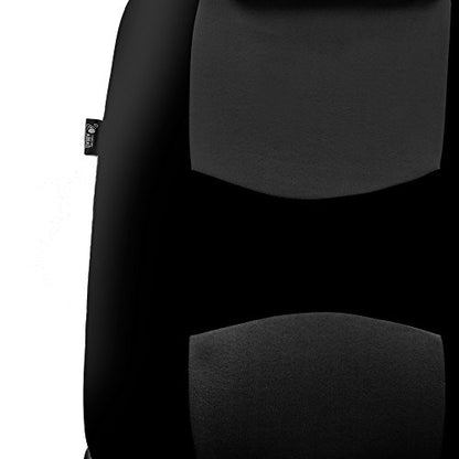 FH Group Front Set Cloth Car Seat Cover for Bucket Seats, Universal Fit, Airbag Compatible, Seat Covers for SUV, Van, Black - color: Black, style: Front Set