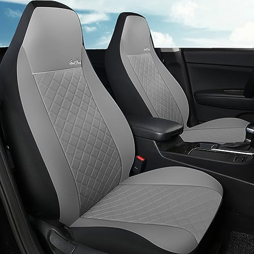 GIANT PANDA Front Seat Covers for Bucket Seats, Faux Leather Seat Covers Universal for Most Cars SUV and Mini Van (Grey) - color: Grey