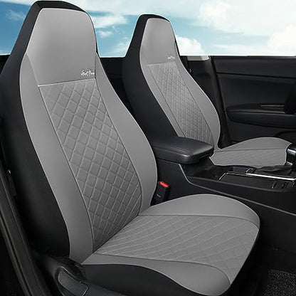 GIANT PANDA Front Seat Covers for Bucket Seats, Faux Leather Seat Covers Universal for Most Cars SUV and Mini Van (Grey) - color: Grey