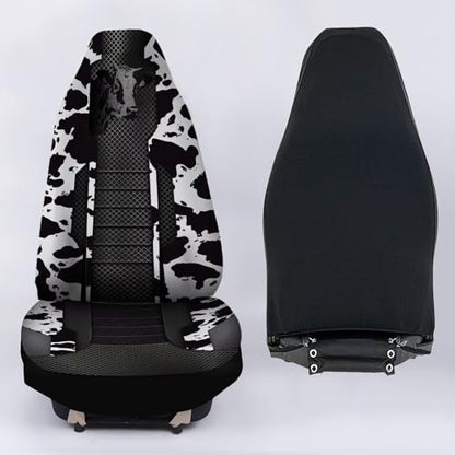 Black Cow Print Car Seat Covers 2 PCS Elastic Breathable Front Seat Protector Cover Universal for Vehicle SUV Sedan Trucks for Women Men - color: Black Cow Print