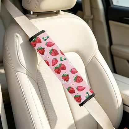 2 Pcs Seat Belt Cover for Kids, Strawberry Car Seat Strap Pads for Children, Soft Car Seat Belt Cushion Pads for Women Girls Babies Adults - color: Strawberry