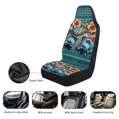 Hawaii Hibiscus Turtle Car Seat Cover Front Seats Only,Aztec Premium Polyester Seat Covers Anti-Slip Saddle Blanket Cushion Cover for Cars Trucks and SUVs - color: Hawaii Hibiscus Turtle Aztec