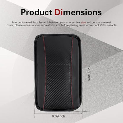 Car Center Console Armrest Pad, Waterproof Leather Comfort Cushion, Breathable Anti-Slip Car Armrest Cover, Universal for Most Cars (Black) - color: Black