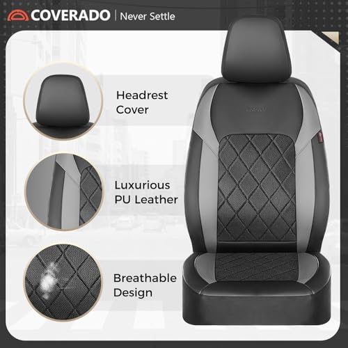 Coverado Car Seat Covers, Front Seat Covers, 2 Front Automotive Seat Cover, Mesh Breathable Seat Protectors, Universal Fit for Most Cars - color: Black_Gray, size: Front