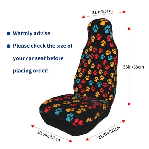 Dog Paw Cloth Car Seat Covers Red Orange Paws Bucket Seat Cover Universal Fit for SUV, Sedan, Van Universal Vehicle Seat Protector Set of 2, Black - color: Dog Paw