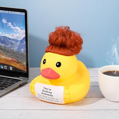Civaner 7 Inch Emotional Giant Rubber Duck with Positive Message Thank You Gifts Motivational Rubber Duck Gift for Desk, Office, Home Decor Graduation(You're Ducking) - style: You're Ducking