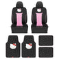 Hello Kitty Car Seat Covers - Cute and Durable Pink Front Seat Covers with 4PC Carpet Car Floor Mats - Universal Fit for Cars, SUVs & Trucks - Black with Red Bow & Hello Kitty Print - color: Covers & Carpet Mats-Red, style: Hello Kitty