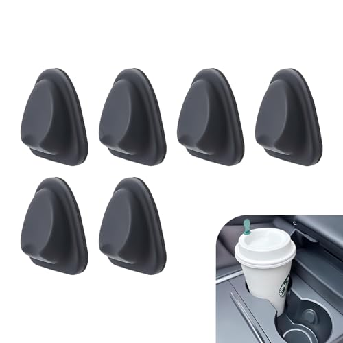 6 PCS Upgrade Car Cup Holder Insert Position Limiter, Anti-shake Silicone Car Water Bottle Stabilizer, Self-adhesive Automotive Cup Holders Pad, for Most Cars (Black)