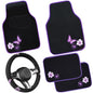 CAR PASS Butterfly Steering Wheel Cover and Waterproof Car Floor Mats,Purple Car Mats 14.5-15inch Steering Wheel Covers Universal Fit for Suvs,Sedans Cars,for Women Girl(Black and Purple) - color: Black and Purple Butterfly